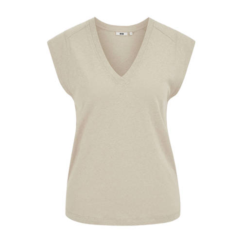 WE Fashion T-shirt met linnen beige afbeelding