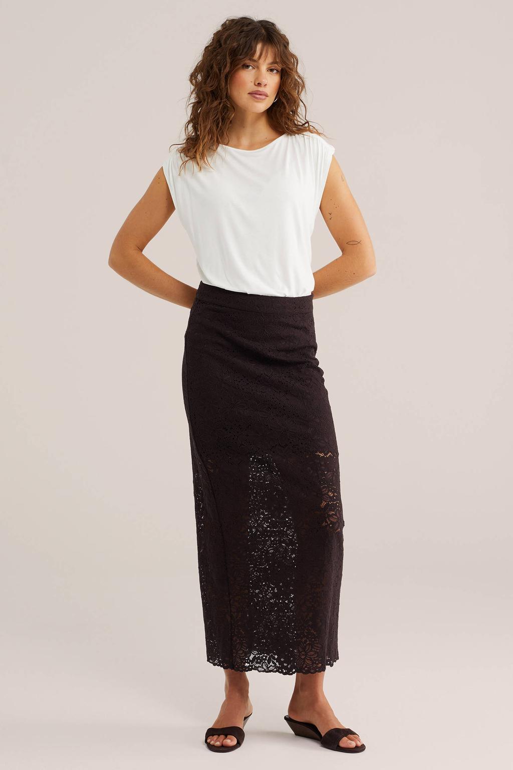 Witte dames WE Fashion top van viscose met effen en boothals