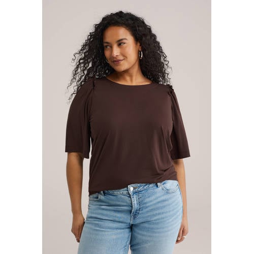 WE Fashion top donkerbruin afbeelding
