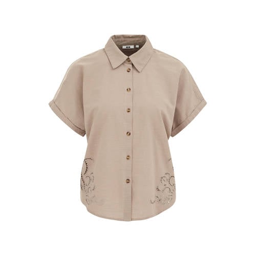 WE Fashion blouse beige broderie afbeelding