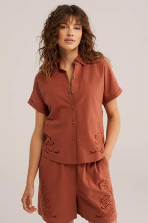 blouse terracotta broderie