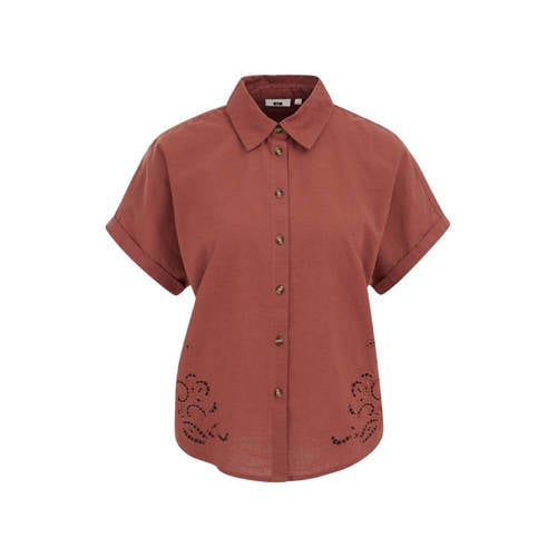 WE Fashion blouse donkerrood broderie afbeelding