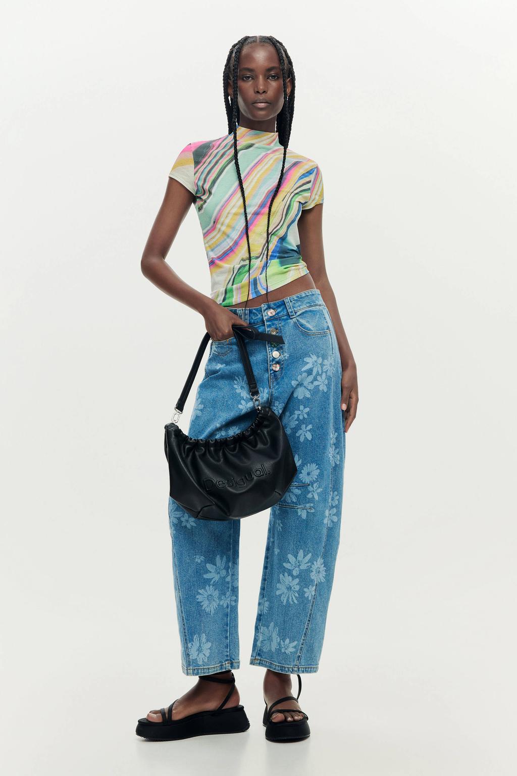 Multikleurige dames Desigual top van polyester met ronde hals