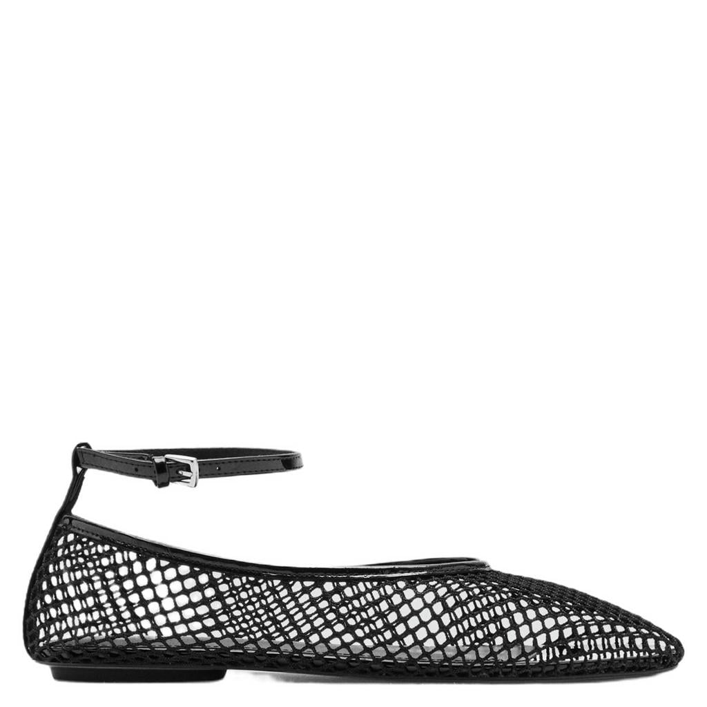 Zwarte dames Mango ballerina's van 95% polyester/5% polyurethaan met gesp