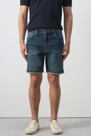 denim slim short donkerblauw