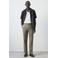 Mango Man slim pantalon met linnen taupe