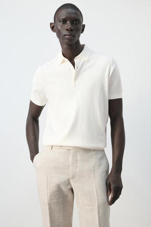 slim polo fijn gebreid wit