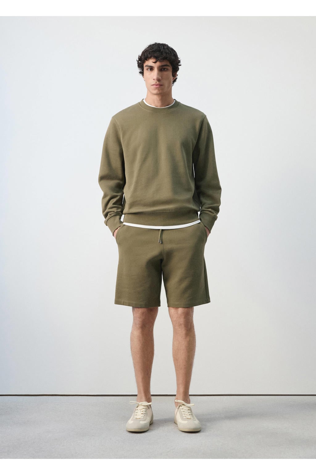 Mango Man regular sweatshort groen