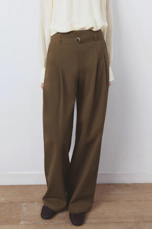 wide leg high waist palazzo broek kaki