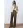 Mango wide leg high waist palazzo broek kaki