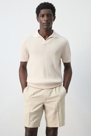 regular polo ecru gebreid