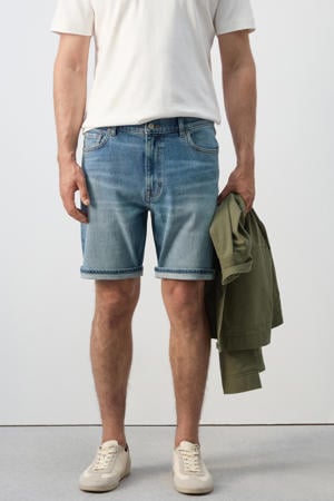 denim slim short blauw