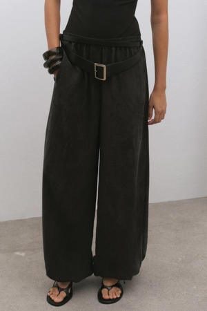 regular waist balloon broek zwart