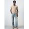 Mango Man regular polo beige fijn gebreid