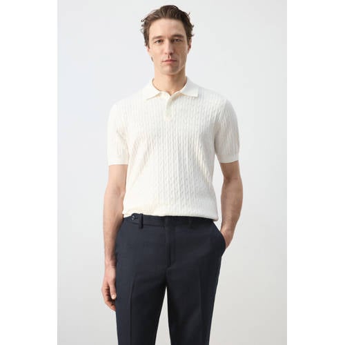 Mango Man regular polo met kabels wit afbeelding