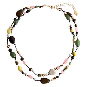 kralenketting goudkleurig/multi