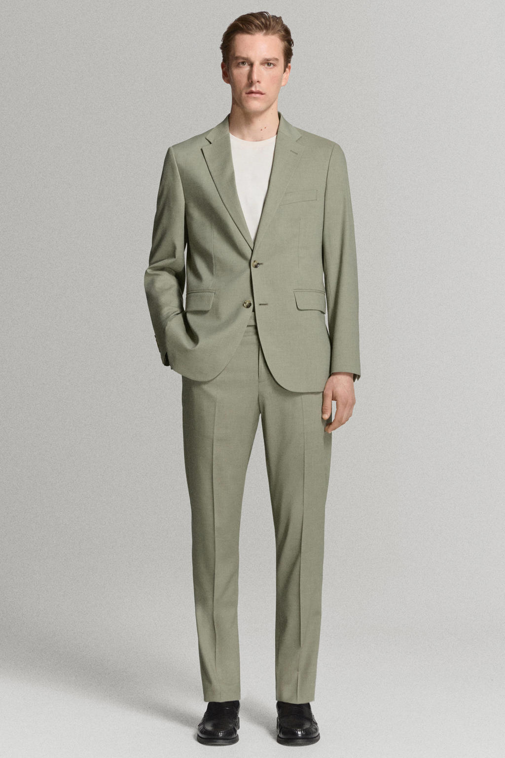 Mango Man slim pantalon groen