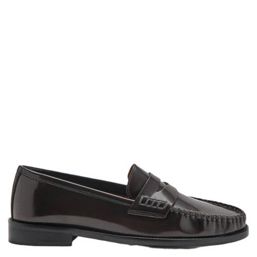 Mango leren loafers donkerbruin afbeelding