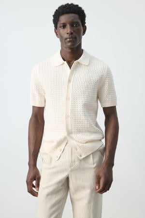 regular casual overhemd ecru gebreid