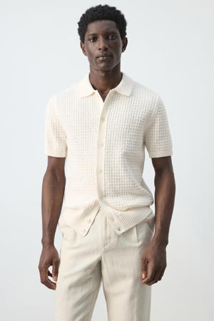 regular casual overhemd ecru gebreid