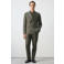 Mango Man slim pantalon met linnen groen