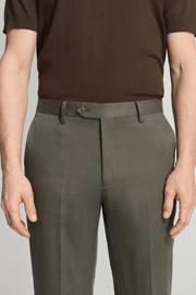 thumbnail: Mango Man slim pantalon met linnen groen