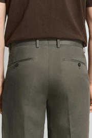 thumbnail: Mango Man slim pantalon met linnen groen