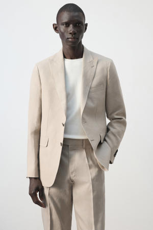 colbert met linnen beige