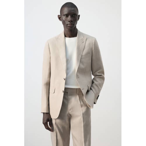 Mango Man colbert met linnen beige afbeelding