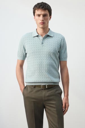 regular polo met kabels blauw