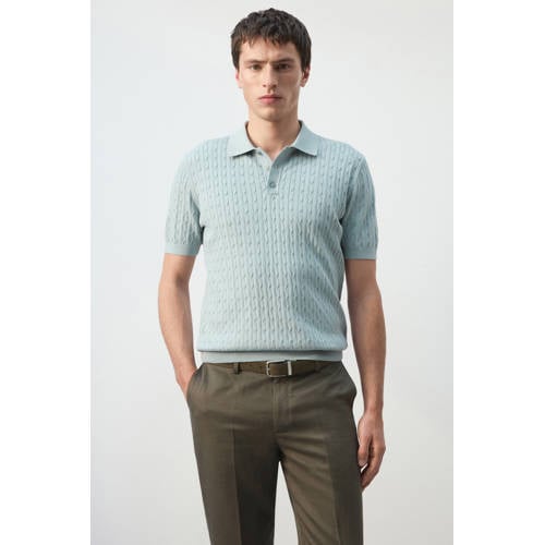 Mango Man regular polo met kabels blauw afbeelding