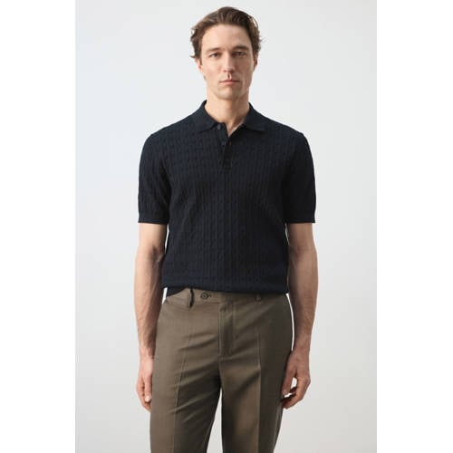 Mango Man regular polo met kabels donkerblauw afbeelding