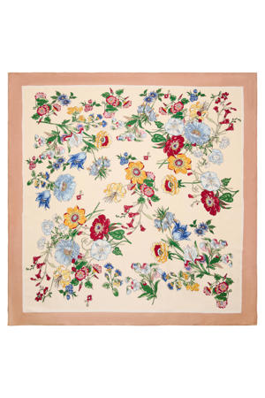 sjaal met bloemenprint beige/multi