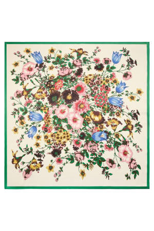 sjaal met bloemenprint groen/multi