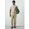 Mango Man slim T-shirt beige rib gebreid