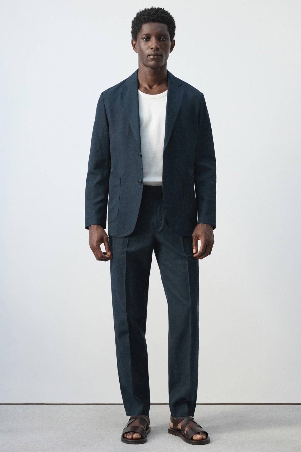 Mango Man slim pantalon donkerblauw