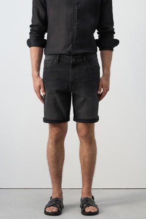 denim slim short zwart
