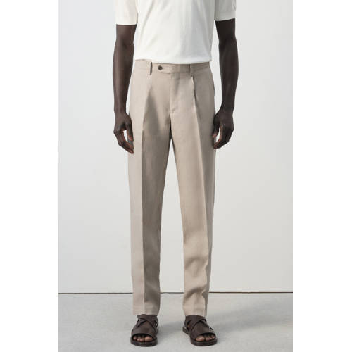 Mango Man slim pantalon met linnen beige afbeelding