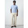Mango Man slim T-shirt lichtblauw rib gebreid