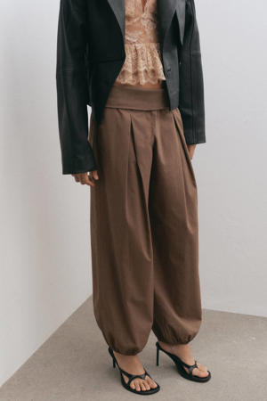 high waist balloon broek bruin