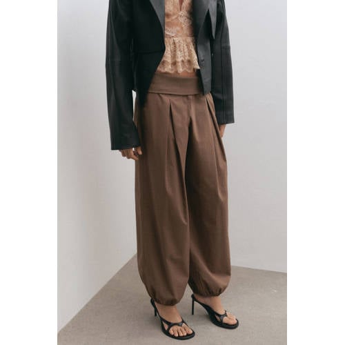 Mango high waist balloon broek bruin afbeelding