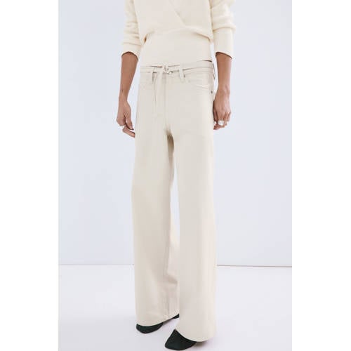Mango wide leg jeans ecru afbeelding