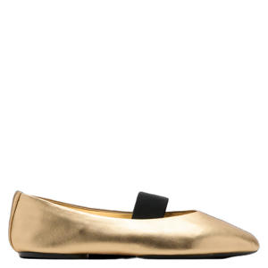 leren ballerina's goud