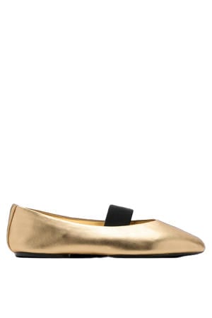 leren ballerina's goud