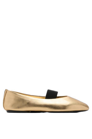 leren ballerina's goud
