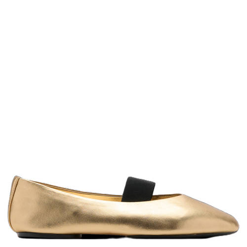Mango leren ballerina’s goud