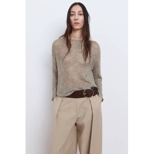 Mango pullover beige met glitter afbeelding