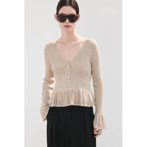 Mango gebreid vest lichtbruin afbeelding