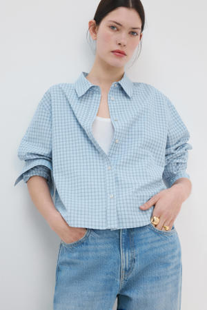 geruit blouse blauw