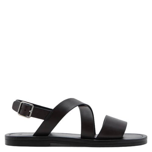 Mango Man leren sandalen donkerbruin afbeelding
